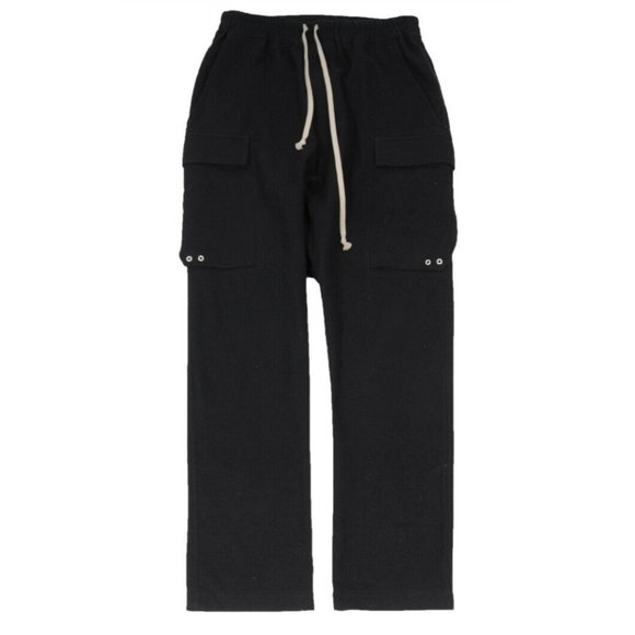 Rick Owens Mens Drop Crotch Cargo Pants Size 48 Black Wool Blend FW21 Gethsemane - Picture 1 of 9